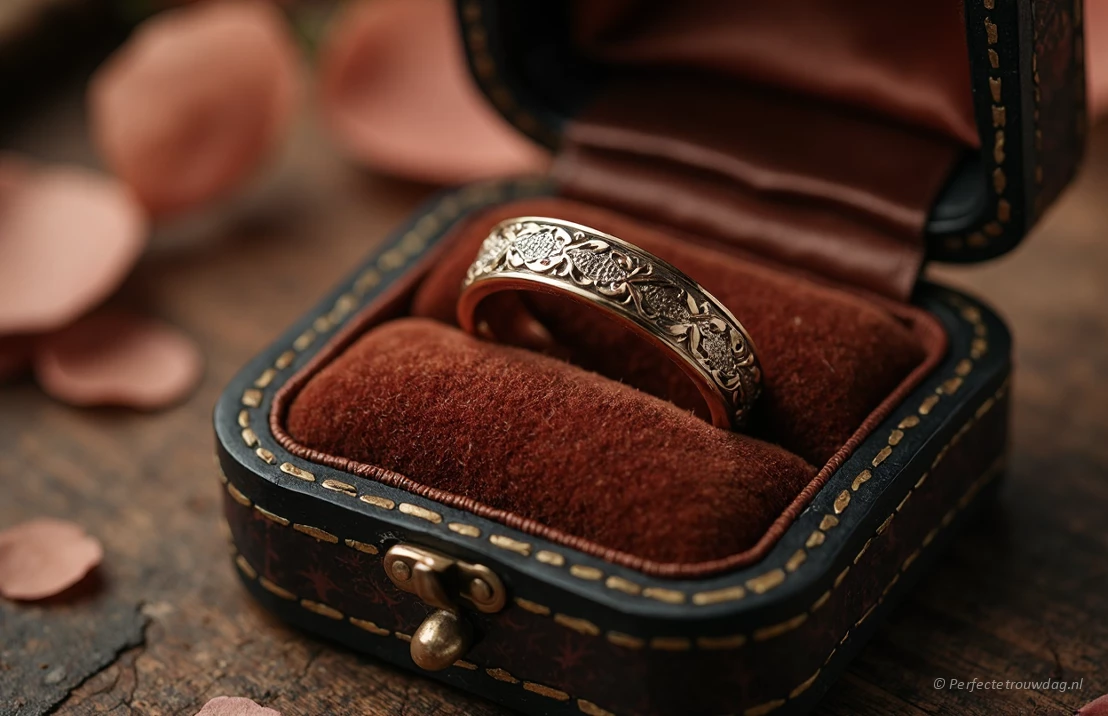 Trouwring in een mooi ringdoosje.