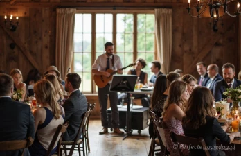Gezellige muziek op de achtergrond van trouwreceptie