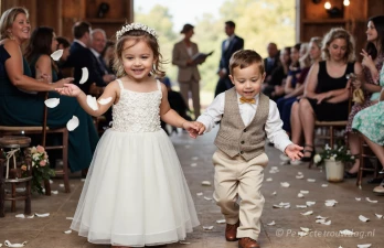 Twee schattige kinderen op bruiloft